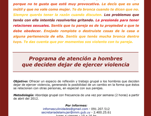 Programa de atención a hombres que deciden dejar de ejercer la violencia