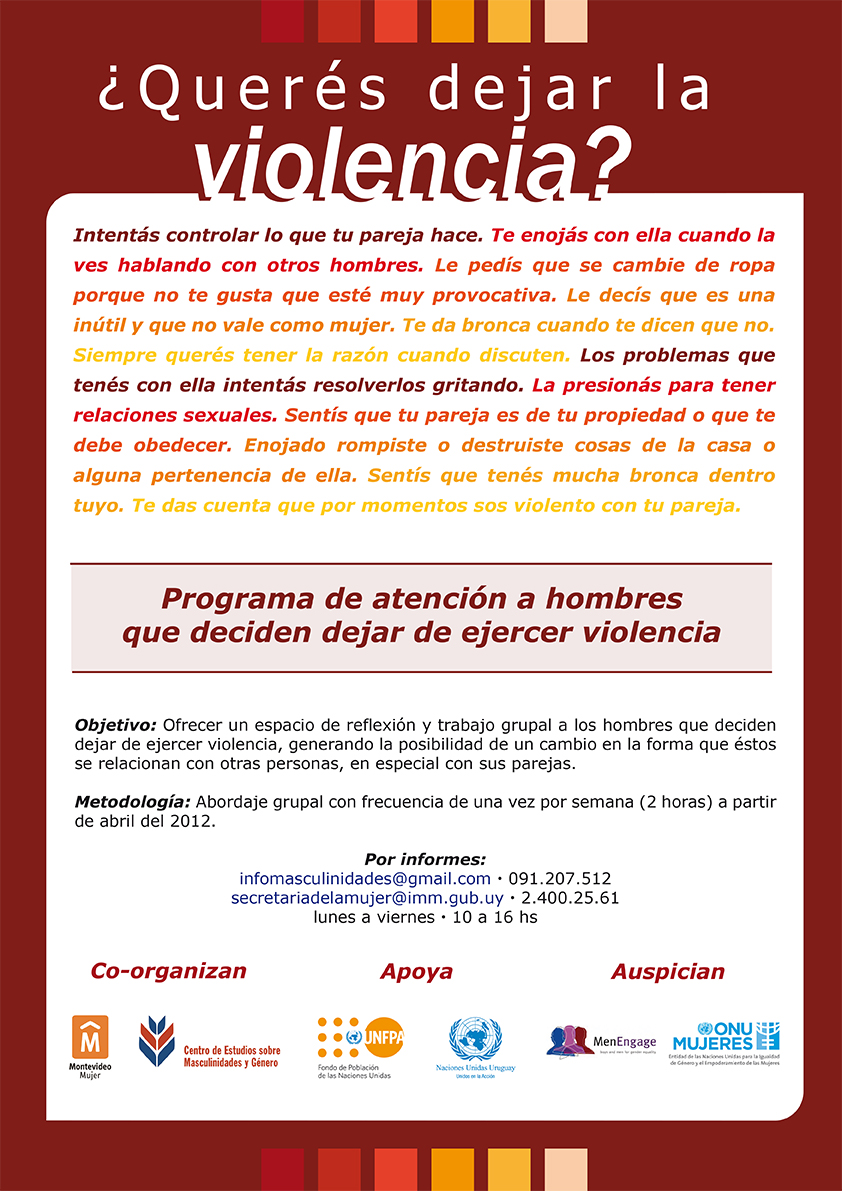 Programa de atención a hombres que deciden dejar de ejercer la violencia